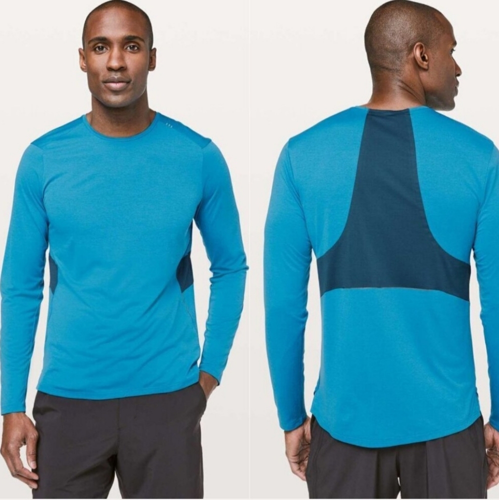Lululemon Fast And Free Long Sleeved Shirt Blue Mens Size Large